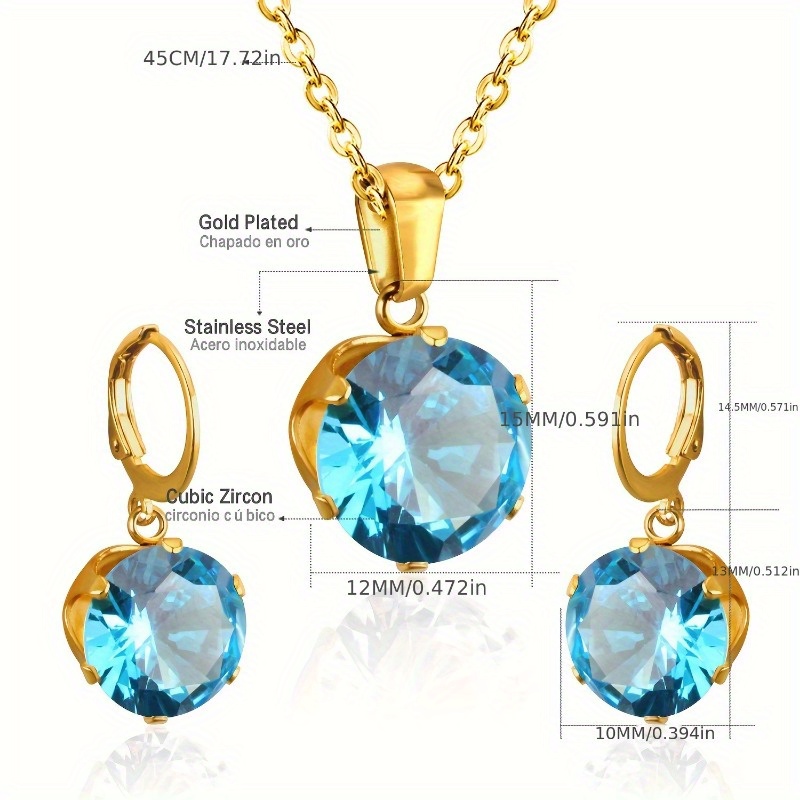 3pcs Rhinestone Pendant Necklace Set